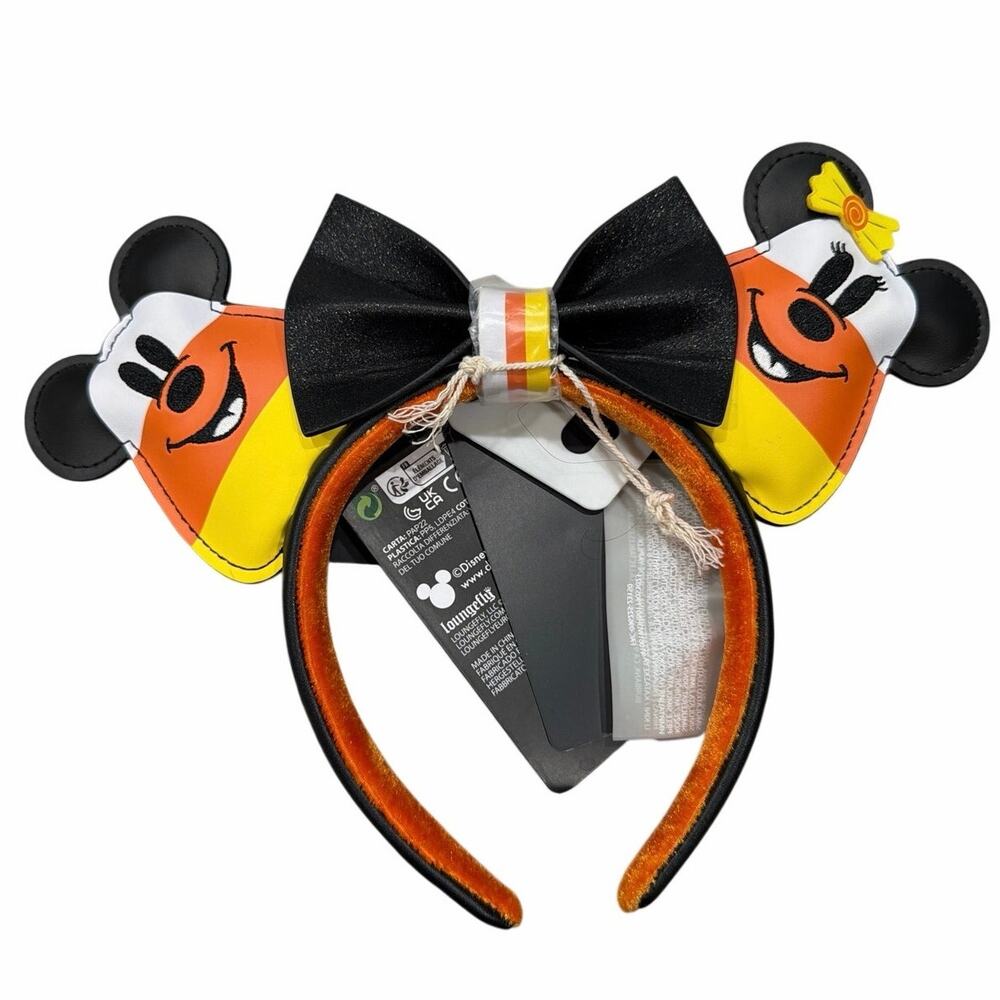 Loungefly Disney Mickey & Minnie Mouse Candy Corn Ears Headband NWT
